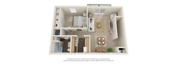 1 Bed 1Bath - 1C  Floor Plan | 665 Sq. Ft. at The Everett  Apartments in Roanoke, VA 24018
