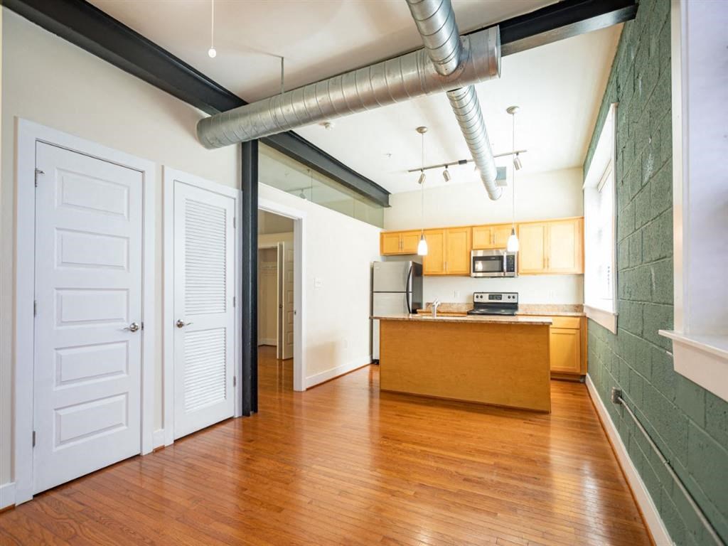 Interior of living and kitchen at The Masonry