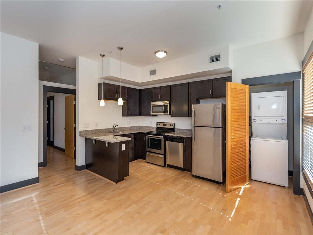 washer dryer near kitchen at The Masonry in Richmond Va