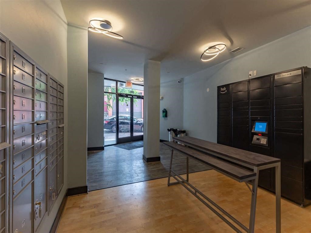 Mail room at  The Masonry Apartments Richmond VA