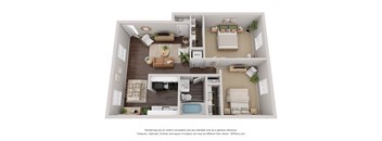 a 1 bedroom floorplan is shown in this illustration