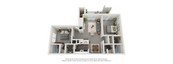 2 bed 2 bath Townsend Floor Plan | 940 Sq. Ft. at Wendover River Oaks Apartments, Greensboro, 27409