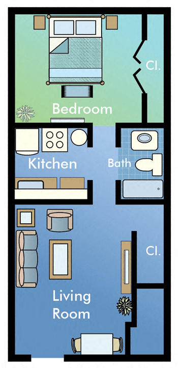Woodbriar Apartments One Bedroom Floor Plan