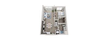 1 Bed 1 Bathroom Floorplan | 830 Sq. Ft. at Innsbrook Square, Glen Allen, Virginia