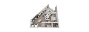 A3 Floorplan | 737 Sq. Ft. at Innsbrook Square, Glen Allen, Virginia