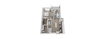 1 Bedroom 1 Bath Floorplan | 813 Sq. Ft. at Innsbrook Square, Glen Allen, 23060