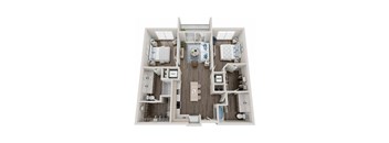 2 Bedroom Floorplan | 1,173 Sq. Ft. at Innsbrook Square, Glen Allen, 23060