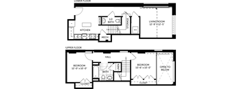 brick 2 bed- 1 and half bath loft 980 sqft