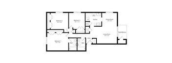 A black and white image of a house floor plan.