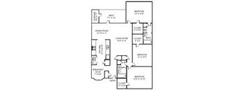 A black and white image of a floor plan for a house.