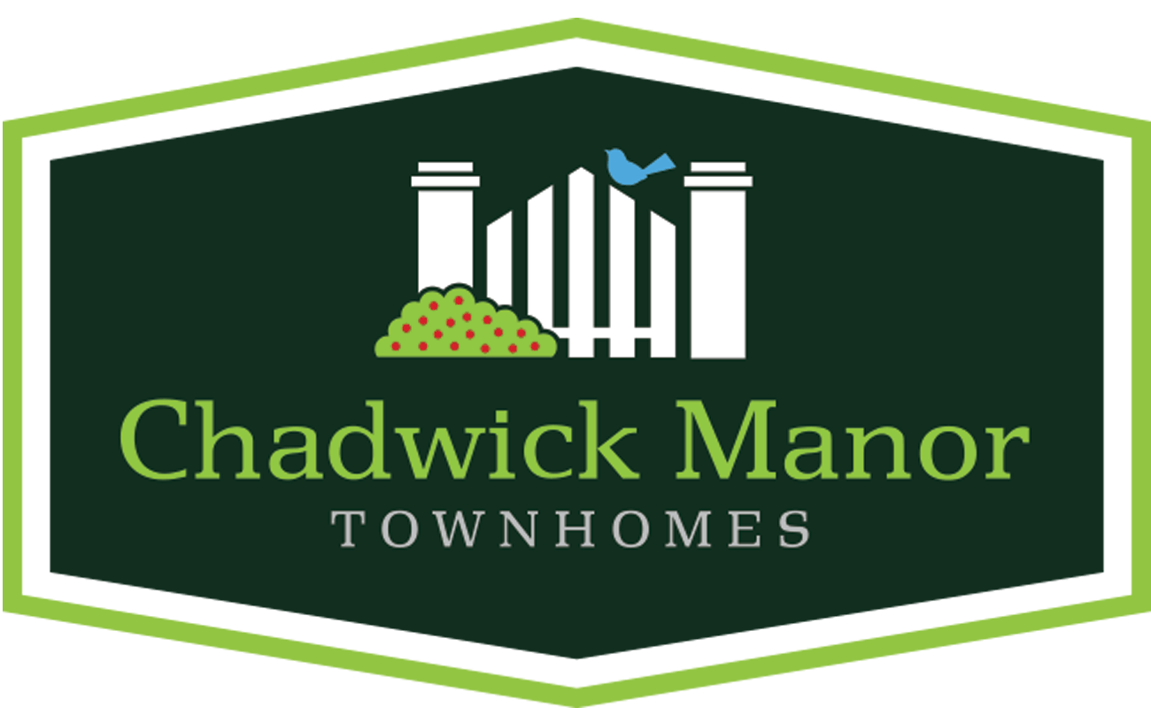 A logo for Chadwick Manor Townhomes features a stylized house and trees.