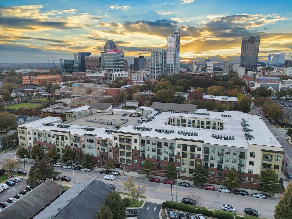 The Lincoln Exterior aerial view at The Lincoln Apartments, Raleigh, NC, 27601
