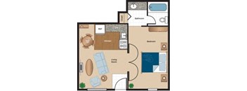 the layout of a floor plan with bedrooms and baths and a living room