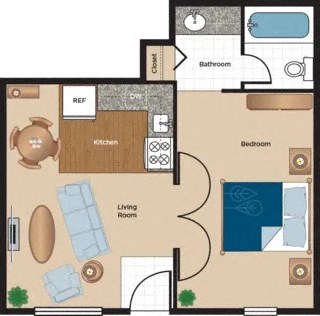 the layout of a floor plan with bedrooms and baths and a living room