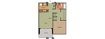 1 Bedroom Floor Plan at The Greens at Fort Mill, Fort Mill, SC, 29715