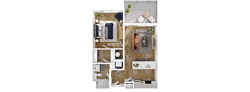 1 Bed 1 Bath Floor Plan | 774 Sq. Ft.  at Boardwalk at Research Park in Huntsville, AL 35811