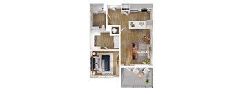 1 Bed 1 Bath Floor Plan | 774 Sq. Ft. at Boardwalk at Research Park in AL 35811
