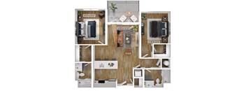 2 Bed 2 Bath Floor Plan | 1,079 Sq. Ft. at Boardwalk at Research Park in Huntsville, 35811