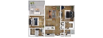 1 Bed 1 Bath Floor Plan | 1,243 Sq. Ft. at Boardwalk at Research Park in Alabama 35811