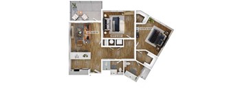 2 Bed 2 Bath Floor Plan | 1,222 Sq. Ft. at Boardwalk at Research Park in Huntsville, AL 35811