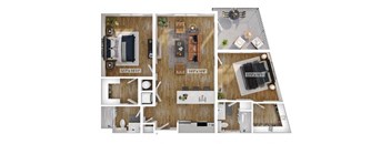 2 Bed 2 Bath Floor Plan | 1,227 Sq. Ft. at Boardwalk at Research Park in Huntsville, Alabama 35811