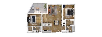 2 Bed 2 Bath Floor Plan | 1,377 Sq. Ft. at Boardwalk at Research Park in Huntsville, AL