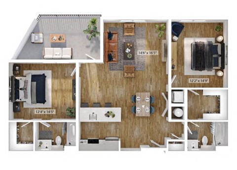 2 Bed 2 Bath Floor Plan | 1,377 Sq. Ft. at Boardwalk at Research Park in Huntsville, AL