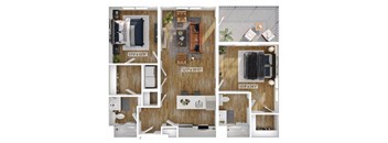 2 Bed 2 Bath Floor Plan | 1,206 Sq. Ft. at Boardwalk at Research Park in AL 35811