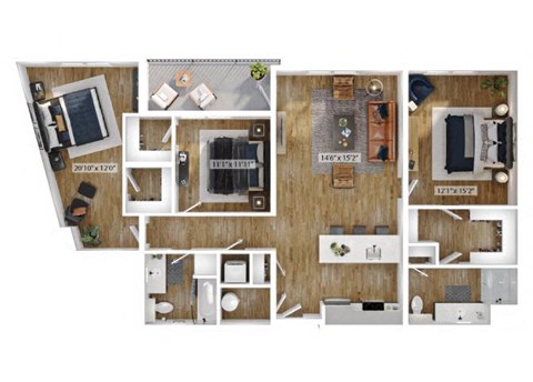 3 Bed 2 Bath Floor Plan | 1,449 Sq. Ft. at Boardwalk at Research Park in Huntsville, 35811