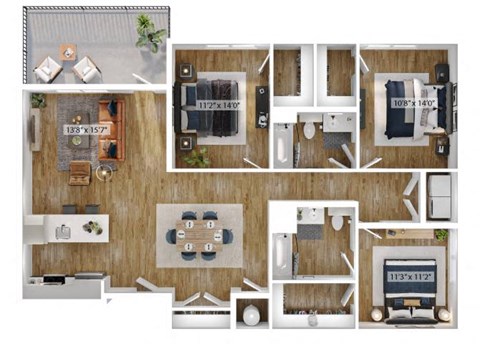 3 Bed 2 Bath Floor Plan | 1,547 Sq. Ft. at Boardwalk at Research Park in Huntsville, AL 35811