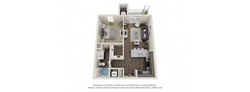 a 2 bedroom floor plan with a bathroom and a kitchen