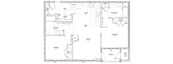 A floor plan of a house with labeled rooms and dimensions.