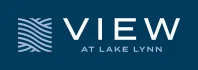 A logo with the text "VIEW at LAKE LYNN" in front of a blue background.