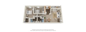 2 Bed 2 Bath - 2C Floor Plan | 1,028 Sq. Ft. at The Everett  Apartments in Roanoke, VA 24018