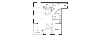A black and white image of a floor plan for a home.