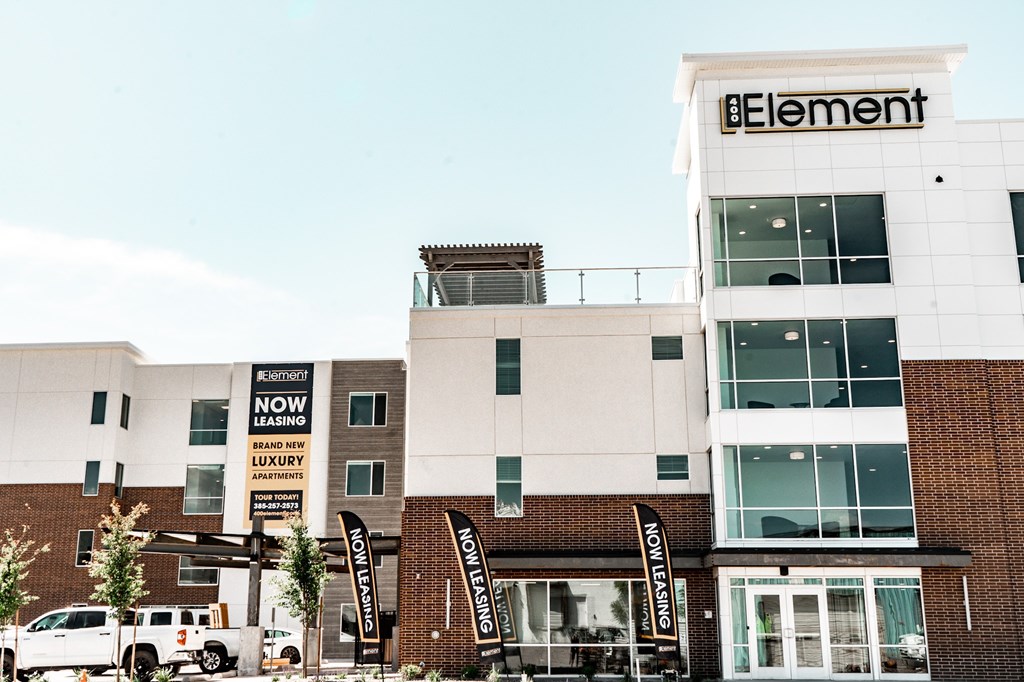 A white building with the word Element on the top.