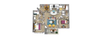 Two Bedroom Floorplan at Prisma, New Mexico