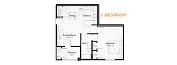 1 Bed Floorplan at Sundance at Baxter Meadows, Bozeman, MT