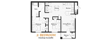 2 Bed 1 Bath Floorplan at Sundance at Baxter Meadows, Bozeman, Montana