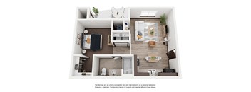 1 Bed Floorplan at THE MADISON, Bozeman, MT