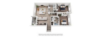 Two Bedroom Floorplan at THE MADISON, Montana