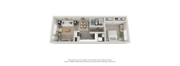 One bedroom apartment layout at Peaks on Drake Apartments, Colorado, 80525