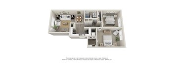 Two bedroom apartment layout at Peaks on Drake Apartments, Fort Collins, CO 80525