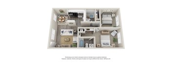 Two bedroom floor plan at Peaks on Drake Apartments, Fort Collins, 80525