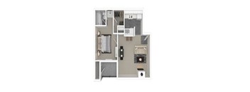 Two bedroom 2 bath floorplan with balcony at Peaks @ NW Hills Apartments, Austin