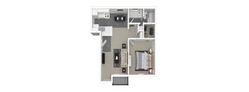One bed one bathroom floorplan with balcony at Peaks @ NW Hills Apartments, Texas
