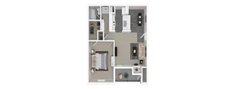 1 bedroom one bathroom floorplan at Peaks @ NW Hills Apartments, Texas, 78731