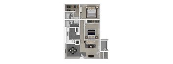 Two bedroom 2 bath floorplan at Peaks @ NW Hills Apartments, Austin, TX