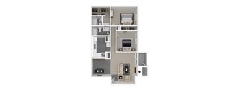 2 bed two bathroom floorplan with balcony at Peaks @ NW Hills Apartments, Austin, 78731
