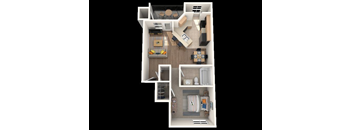 1 bed 1 bathroom floorplan at Polo Club Apartments, Austin, TX